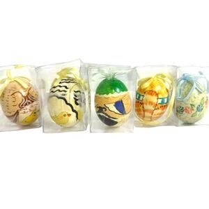 Lot of 5 Painted Animal Character Vintage Easter Eggs-A Rare Find!